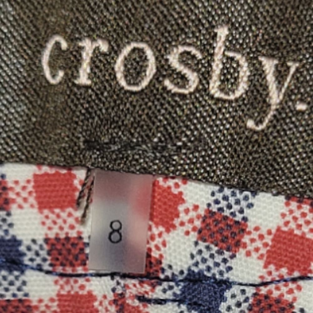 NWOT Crosby. Springfield Cropped Red Blue Gingham Pull on Pant 8 - Picture 9 of 12